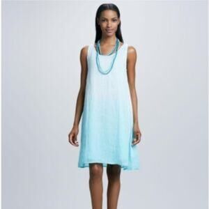 Eileen Fisher Ombré Linen Gauze Short Sleeve Layering Dress Size Small X0463